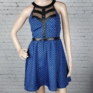 Fire Los Angeles - Blue Dress w Pleather Trim 💘